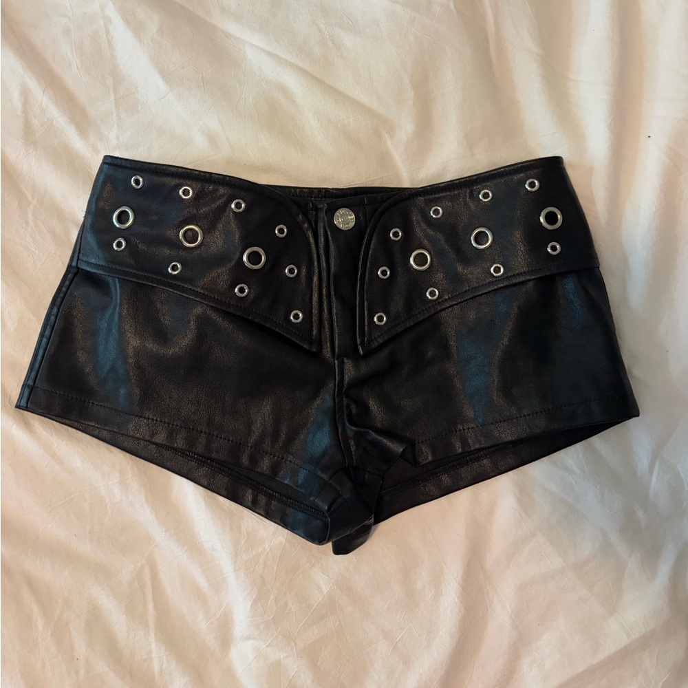 Edikted Black Studded Micro Shorts - Picture 2 of 3
